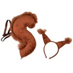 Sinknap 1 Set Squirrel Pannband Svans Lovely Funny Headpiece Long Tail Performance Props Cross-dressing Accessoarer Hårbåge Halloween Kostym Cosplay Brown Sets