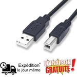 Cable USB 2.0 longueur 1,5m pour imprimante HP CANON SAMSUNG BROTHER SONY.