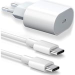 25W USB-C Snabbladdare + 20W 1M USB-C till USB-C-kabel för iPhone 15 Pro Max - iPhone 15 Plus - iPhone 15 Pro - iPhone 15