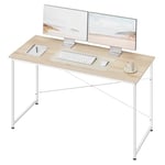 WOLTU Bureau, Bureau Informatique,140x60 cm, Table de Bureau, Bureau Chambre, Poste de Travail, Cadre en Métal, Bureau Scandinave, en Bois d'Ingénierie, Chêne Clair