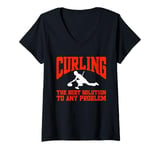 Womens Curler Curling The Best Solution To Any Problem V-Neck T-Shirt