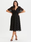 Scarlett & Jo  Velvet Flock Spot Midi Dress, Black