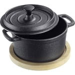 Westmark Pot de service en fonte avec couvercle Tapas + Friends – adapté à tous les types de cuisinières, y compris induction et grill, avec support bambou – fonte, 250 ml