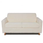 Canapé virgola convertible express matelas 16 cm sommier lattes 140 cm velours cotelé zoom perle