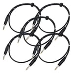 5x Cable Jack Professionnel Stereo 6.3mm Guitare Basse Batterie Electronique 1m