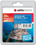 AGFAPHOTO Multi pack - 4-pack - svart  gul  cyan  magenta - kompatibel - gjenfabrikert - blekkpatron (alternativ for: HP 932XL  HP 933XL  HP C2P42AE 