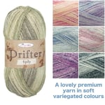 King Cole Drifter 4 Ply Premium Acrylic Cotton & Wool 100g Knitting Yarn