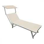 Chaise longue en aluminium avec parasol LUXURIOUS Beach 180X60X40 Cm BEIGE