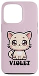 Coque pour iPhone 13 Pro Violet Motif chat mignon pour fille Violet