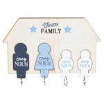 Porte-Clés Mural Famille 6cm Naturel & Bleu