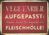Grafik Werkstatt Bielefeld Graphique Atelier 60382 Vintage Type de la Viande végétarien Attention : Derrière Cette Porte Commence Enfer. Aimant, métal, Multicolore, 9 x 6,5 cm