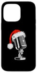 Coque pour iPhone 14 Pro Max Bonnet de Père Noël avec microphone - Style vintage - Karaoké - Amoureux de Noël