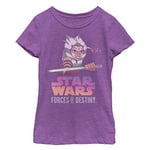 Fifth Sun Star Wars Destiny Force of Ahsoka Girls Short Sleeve Tee Shirt, Purple Berry, S