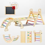 3 in 1 Rainbow Climbing Frame - Wooden Triangle Toy for Toddlers, Outdoor Fun