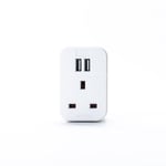 STATUS Multi USB Plug Adapter White | 2 Port USB Adaptor Plug Through | S2USB...