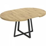 Table ronde extensible DUNA - 4 a 6 personnes - Décor chene - L110 x P110/152 x H77 cm