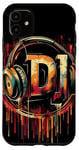 Coque pour iPhone 11 DJ Tattoo Design avec des écouteurs pour les DJ et les