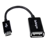 STARTECH.COM 5In Micro USB to USB Otg Host Adapter - Micro USB Male to USB a Female On-The-Go Host Cable Adapter, Black