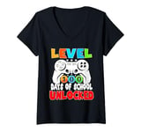 Womens Level 100 Days Of School Unlocked Video Games Boys Gamer V-Neck T-Shirt