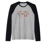 Librarian Literacy Justice For All Raglan Baseball Tee