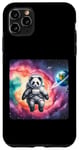 Coque pour iPhone 11 Pro Max Astronaute Panda flottant dans l'espace avec nébuleuse. Suit Planet