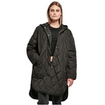 Urban Classics Women's Oversized Diamond Quilted Hooded Coat, Black, S