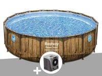 Kit piscine tubulaire ronde Bestway Power Steel avec hublots 4,88 x 1,22 m + Pompe à chaleur