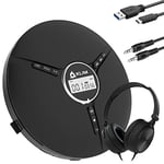 KLIM Discman avec Casque – Lecteur CD Portable avec Casque Audio - Batterie Intégrée - NOUVEAUTÉ 2024 - Baladeur Lecteur CD pour Voiture, Mini Walkman CD, Compatible avec CD-R, CD-RW et MP3 - Noir