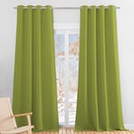 PONY DANCE Rideaux Occultant - 2 Pièces de Rideau Vert Thermique Uni Draperies à Oeillets Lumineux Bloquer Anti-Bruit pour des Maison Chambre, 140 cm Largeur sur 245 Hauteur, Vert Frais