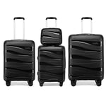 Kono Set de 4 Valises de Voyage (56/65/75cm) Rigide Valise Cabine | Valise Moyenne | Valise Grande Taille à roulettes et Serrure TSA & Portable Vanity Case