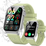 Montre Connect??E Pour Homme, Femme, 1,85"" Avec R??Ponse/Appels, 113 Sportive Smart Watch Avec Podom??Tre, Sommeil/Cardiofr??Quencem??Tre, Imperm??Able Ip68 Fitness Tracker, Vert