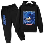 Kids Teens Sonic The Hedgehog Hoodie Pullover träningsoverall svart black black 3-4 years old/110cm