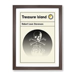 Book Cover Treasure Island Robert Louis Stevenson Modern Framed Wall Art Print, Ready to Hang Picture for Living Room Bedroom Home Office Décor, Walnut A3 (34 x 46 cm)