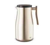 alfi STUDIO ALLURE Bouteille isotherme, 1,0 l, champagne doré avec éléments en bois, en acier inoxydable, garde 12 heures au chaud, 24 heures pour les froids, bouchon à vis, grande ouverture, sans BPA