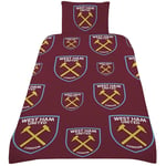 West Ham United FC Multi Crest Design Single Duvet Cover Set Merchandise