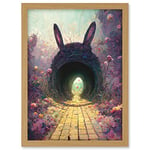 Doppelganger33 LTD Down The Rabbit Hole Alice In Wonderland Easter Bunny Tunnel Artwork Framed A3 Wall Art Print