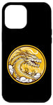 Coque pour iPhone 12 Pro Max Dragon jaune sortant des nuages style chinois