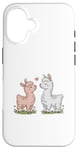 Coque pour iPhone 16 Llama Love Heart Flower Cute Women Kids Men Valentines Day