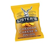 Listers Crisps - Cheddar Cheese & Onion (Box of 25 x 40g Snack Bags), Made in the UK, Vegetarian