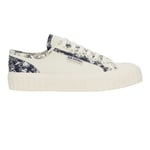 Superga Womens/Ladies 2630 Stripe Sketched Flowers Trainers (Beige Natural/Navy) material_Synthetic - Size UK 6.5