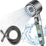 Fenxyo Filtered Shower Head with Hose, High Pressure Detachable Handheld Shower Head, Multiple Spray Modes Shower Head with Filter for Hard Water Chlorine Remove, ON/Off Switch for Pets Bath, Grey