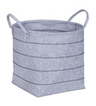 WENKO Panier de rangement Nella L, corbeille en feutre de haute qualité, 100% polyester, facile à entretenir, gris avec couture décorative, 2 poignées de transport, volume de 79 l, Ø 48 x 44 cm