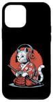 Coque pour iPhone 12 mini Japon Kawaii Cat Samurai Casque Casque Manette de Jeu Vidéo