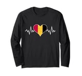 Belgian Flag Vintage Heart Heartbeat Belgium Pulse Line Long Sleeve T-Shirt