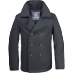 Brandit Pea Coat Noir XS-7XL Marine Manteau Court D'Hiver Caban Veste Laine