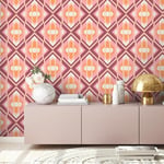 A.S. Création Retro 70's Large Diamond Wallpaper Orange/Pink/White/Purple/Cream Retro Chic 395311 8.50m x 0.53m Paste The Wall