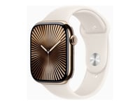 Apple Watch Series 10 (Gps + Cellular) - 46 Mm - Guld Titan - Smart Klocka Med Sportband - Fluoroelastomer - Starlight - Bandstorlek: S/M - 64 Gb - Lte, Wi-Fi 4, Uwb, Bluetooth - 4G - 41.7 G