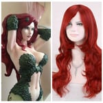 wigs COS Batman Poison Ivy Röd Peruk Lockig Lång Cosplay Daglig Hår Värmebeständig Syntetisk Fiber Peruk