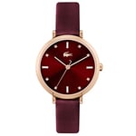 Lacoste Montre Analogique à Quartz pour Femme avec Bracelet en cuir Bordeaux - 2001251