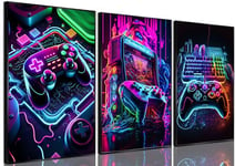 BGFCE Lot de 3 affiches murales pour décoration de salle de jeux vidéo - Décoration murale à thème accessoires de joueur - Impression sur toile pour console de jeu d'enfants et adolescents -